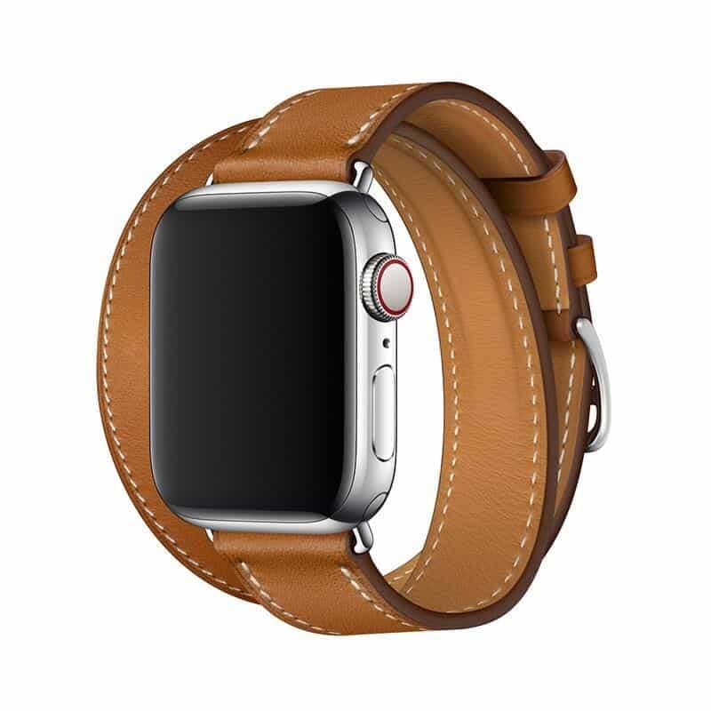 Bracelet Apple Watch en Cuir Véritable avec Fermoir Papillon - Adon