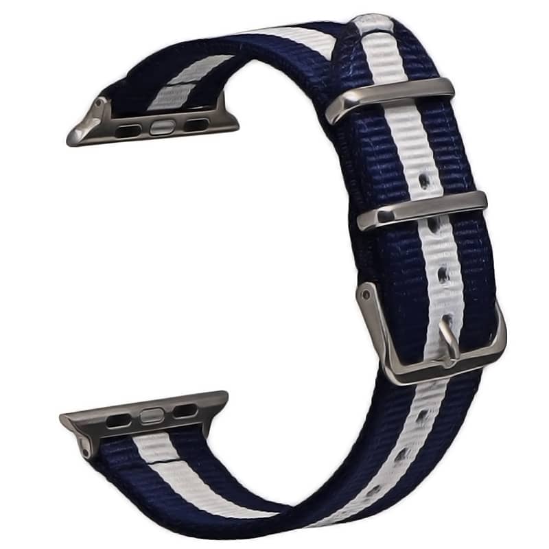 Bracelet Apple Watch en tissu 38 40 41 42 44 45 49 mm compatible serie 1 2 3 4 5 6 7 8 se et Apple Watch Ultra - Bracelet country edition eWatch Straps bleu blanc
