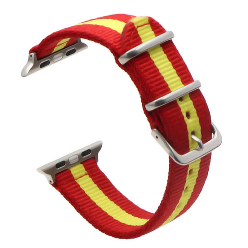 Bracelet Apple Watch en tissu 38 40 41 42 44 45 49 mm compatible serie 1 2 3 4 5 6 7 8 se et Apple Watch Ultra - Bracelet country edition eWatch Straps rouge jaune