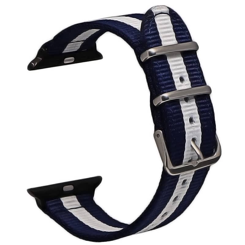 Bracelet Apple Watch en tissu 38 40 41 42 44 45 49 mm compatible serie 1 2 3 4 5 6 7 8 se et Apple Watch Ultra - Bracelet country edition eWatch Straps bleu blanc