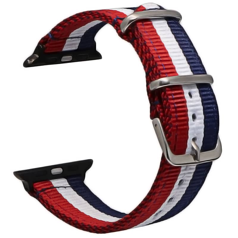 Bracelet Apple Watch en tissu 38 40 41 42 44 45 49 mm compatible serie 1 2 3 4 5 6 7 8 se et Apple Watch Ultra - Bracelet country edition eWatch Straps rouge blanc bleu