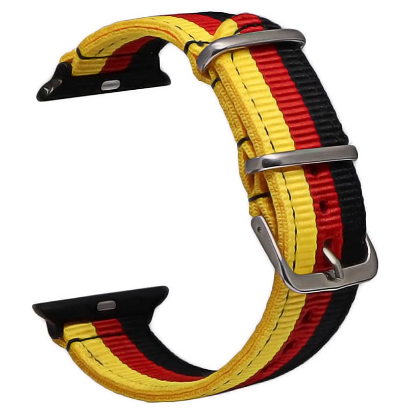 Bracelet Apple Watch en tissu 38 40 41 42 44 45 49 mm compatible serie 1 2 3 4 5 6 7 8 se et Apple Watch Ultra - Bracelet country edition eWatch Straps jaune rouge noir