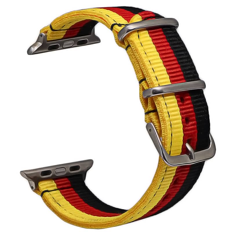 Bracelet Apple Watch en tissu 38 40 41 42 44 45 49 mm compatible serie 1 2 3 4 5 6 7 8 se et Apple Watch Ultra - Bracelet country edition eWatch Straps noir rouge jaune