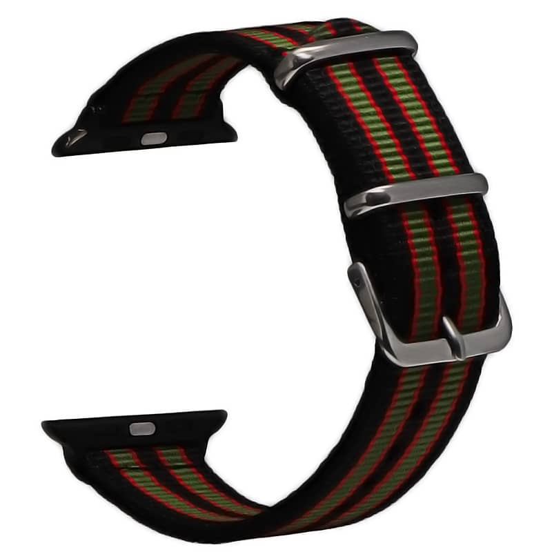 Bracelet Apple Watch en tissu 38 40 41 42 44 45 49 mm compatible serie 1 2 3 4 5 6 7 8 se et Apple Watch Ultra - Bracelet country edition eWatch Straps luxe style gucci noir rouge vert