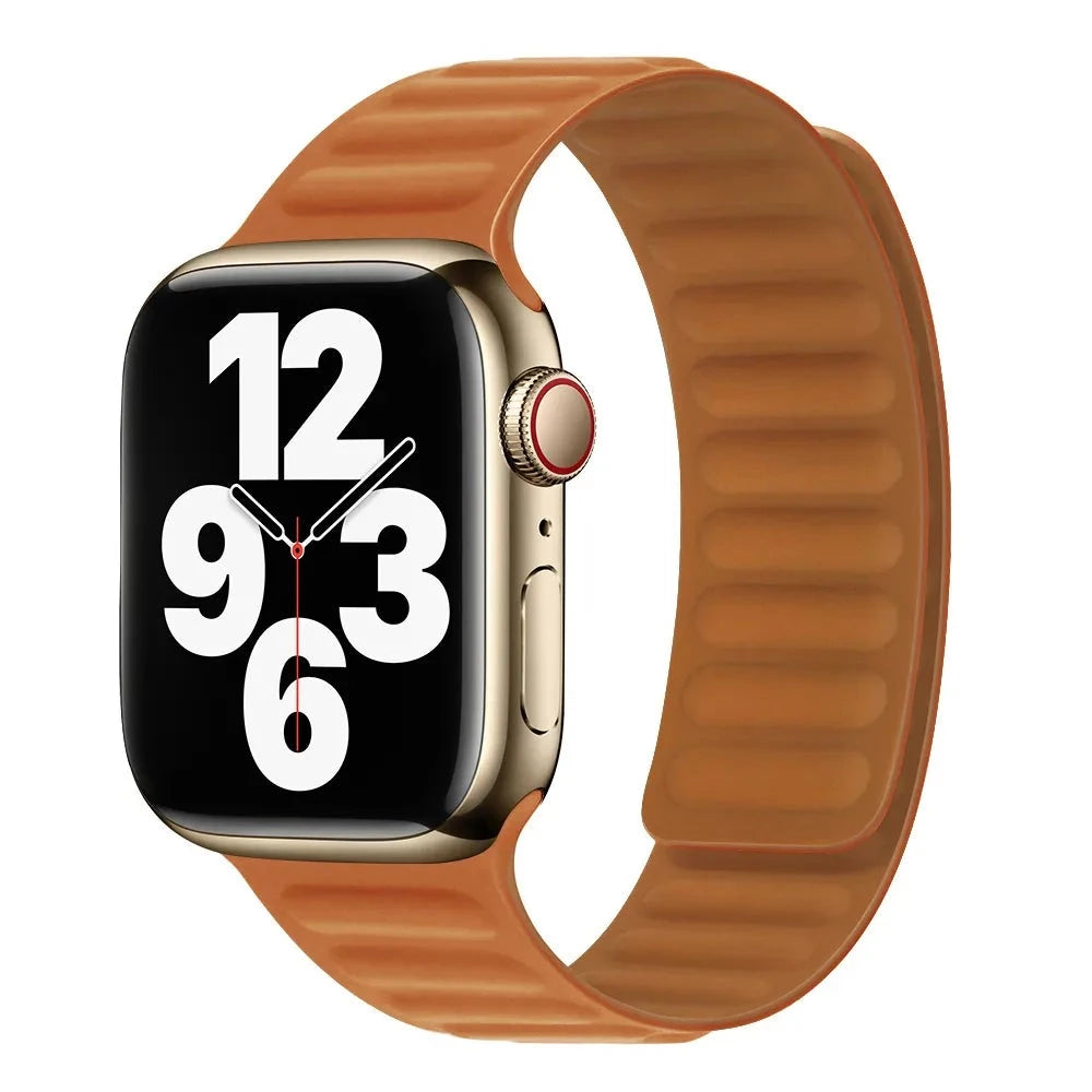 Bracelets Apple Watch Marron doré 38 40 41 42 44 45 49 mm compatible serie 1 2 3 4 5 6 7 8 se et Ultra Boucle magnétique en silicone eWatch Straps