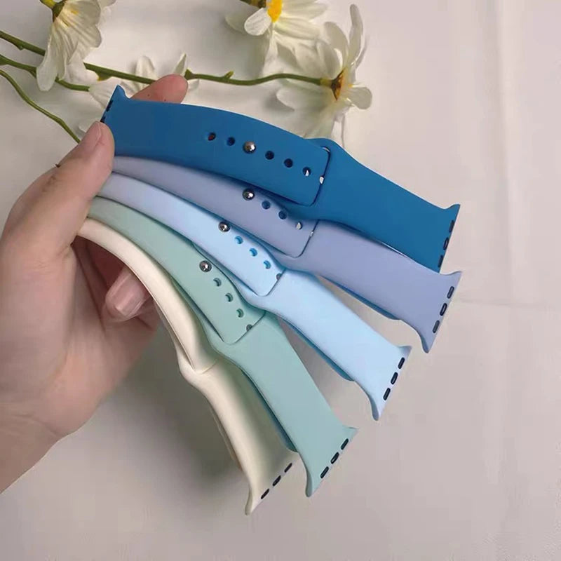 Ensembles de bracelets en silicone bleu pour Apple Watch