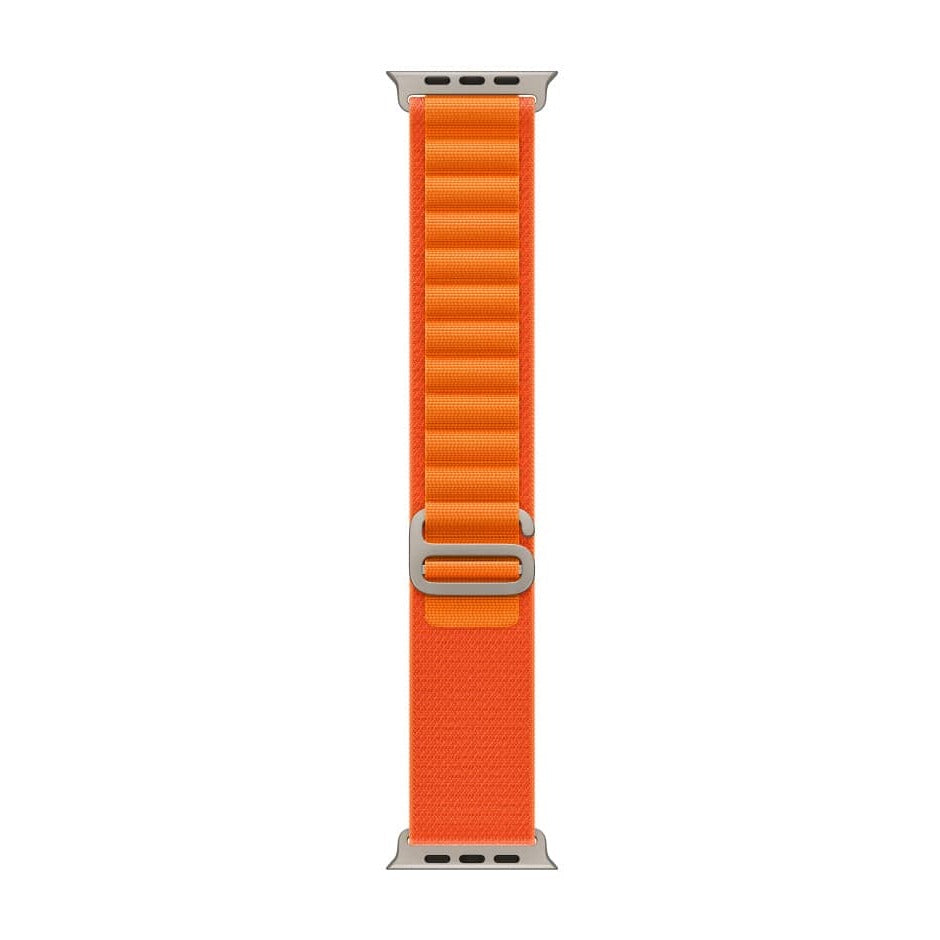 Boucle alpine orange Apple Watch vue aplatie