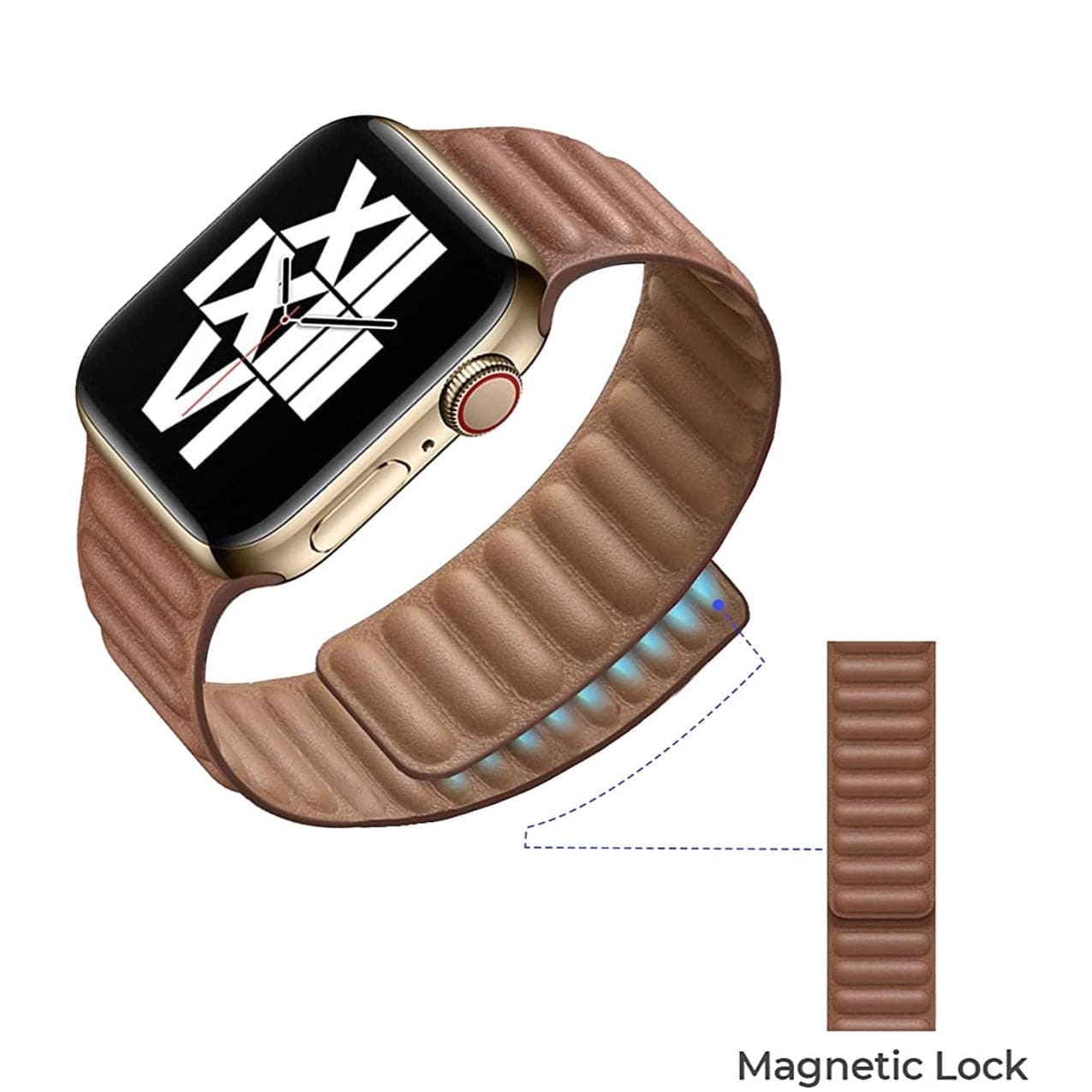 Bracelets Apple Watch magnétique en cuir marron