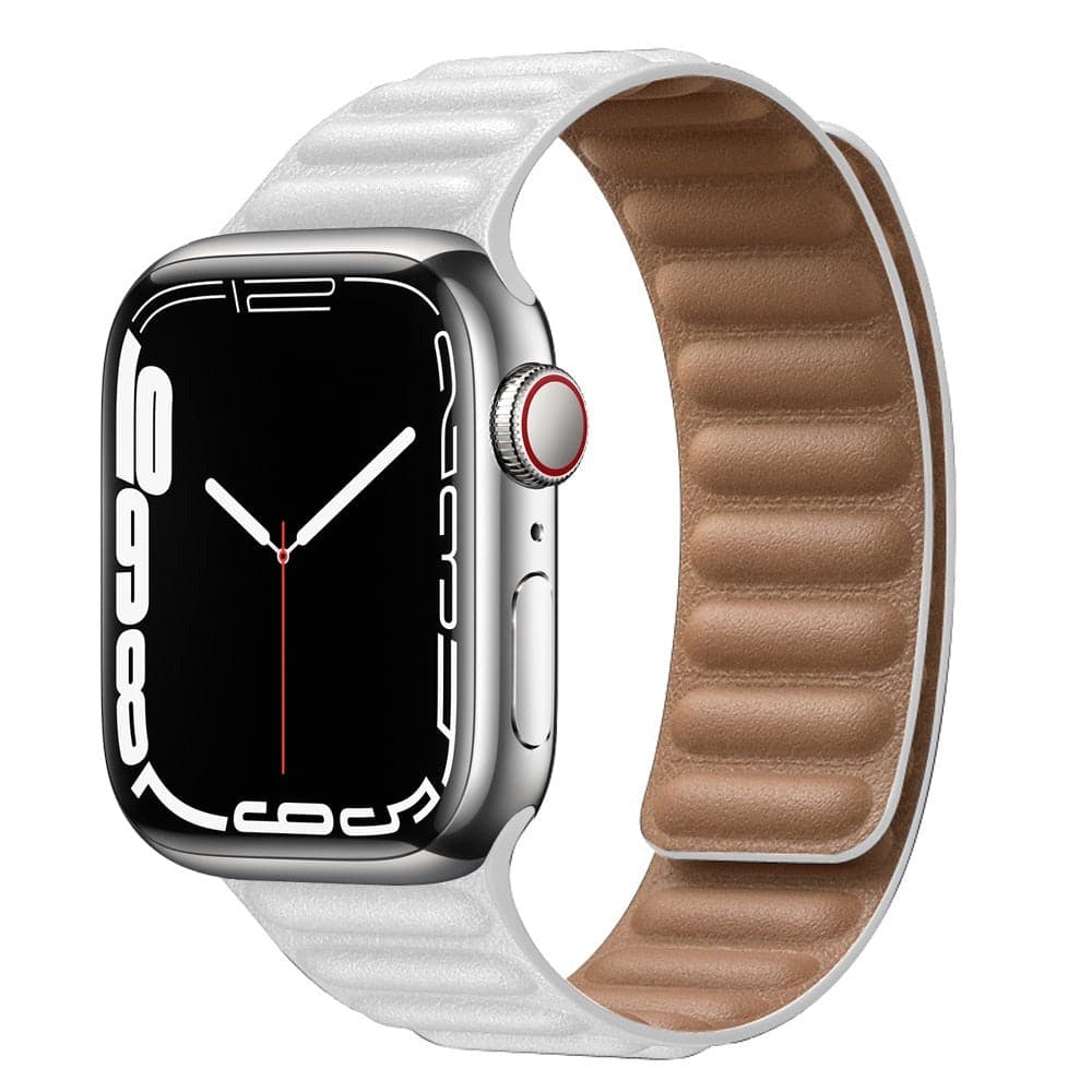 Bracelets Apple Watch Blanc 38 40 41 42 44 45 49 mm compatible serie 1 2 3 4 5 6 7 8 se et Ultra Boucle magnétique en cuir eWatch Straps