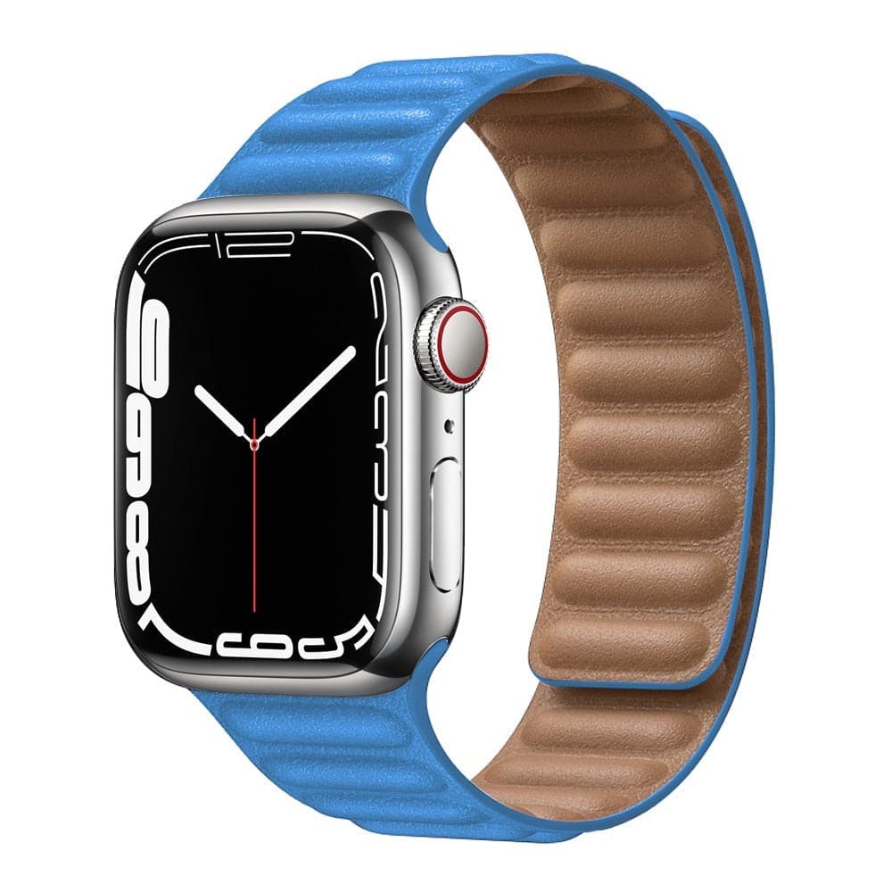 Bracelets Apple Watch Bleu 38 40 41 42 44 45 49 mm compatible serie 1 2 3 4 5 6 7 8 se et Ultra Boucle magnétique en cuir eWatch Straps