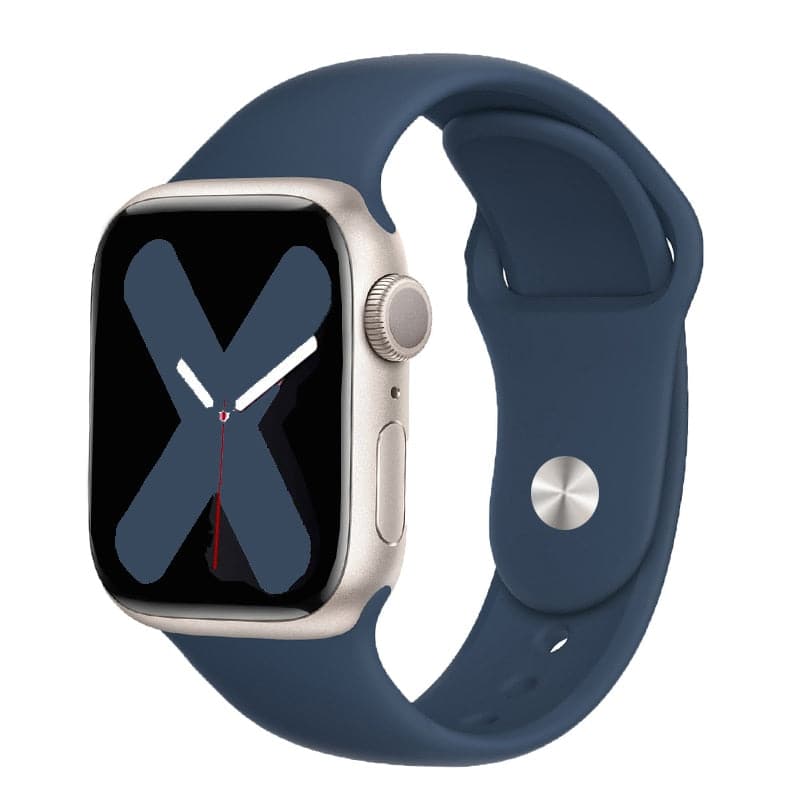Bracelets Apple Watch Bleu abyssal 38 40 41 42 44 45 49 mm compatible serie 1 2 3 4 5 6 7 8 se et Ultra Bracelet en silicone classique foncé eWatch Straps