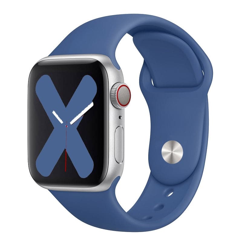 Bracelets Apple Watch Bleu ciel 38 40 41 42 44 45 49 mm compatible serie 1 2 3 4 5 6 7 8 se et Ultra Bracelet en silicone classique foncé eWatch Straps