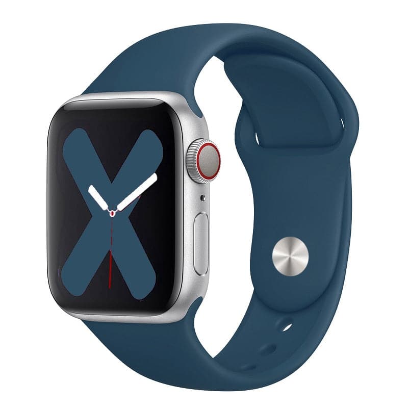 Bracelets Apple Watch Bleu cobalt 38 40 41 42 44 45 49 mm compatible serie 1 2 3 4 5 6 7 8 se et Ultra Bracelet en silicone classique foncé eWatch Straps