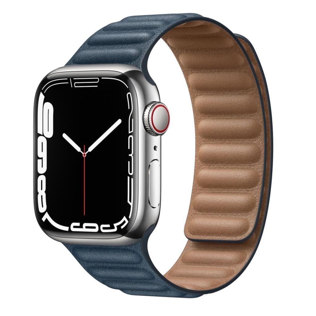 Bracelets Apple Watch Bleu foncé 38 40 41 42 44 45 49 mm compatible serie 1 2 3 4 5 6 7 8 se et Ultra Boucle magnétique en cuir eWatch Straps