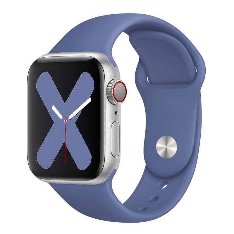 Bracelets Apple Watch Bleu lin 38 40 41 42 44 45 49 mm compatible serie 1 2 3 4 5 6 7 8 se et Ultra Bracelet en silicone classique foncé eWatch Straps