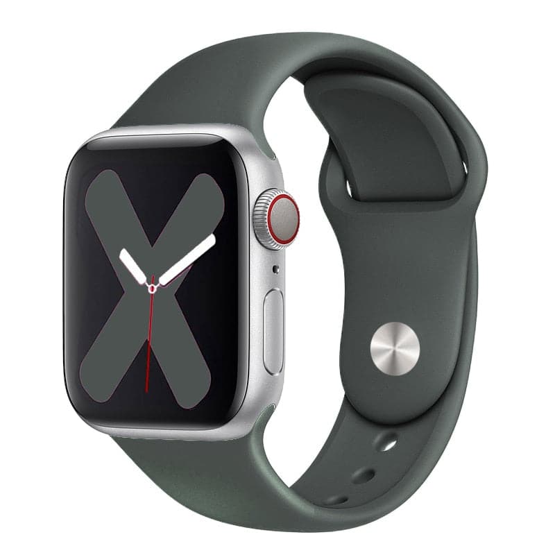 Bracelets Apple Watch Gris 38 40 41 42 44 45 49 mm compatible serie 1 2 3 4 5 6 7 8 se et Ultra Bracelet en silicone classique foncé eWatch Straps