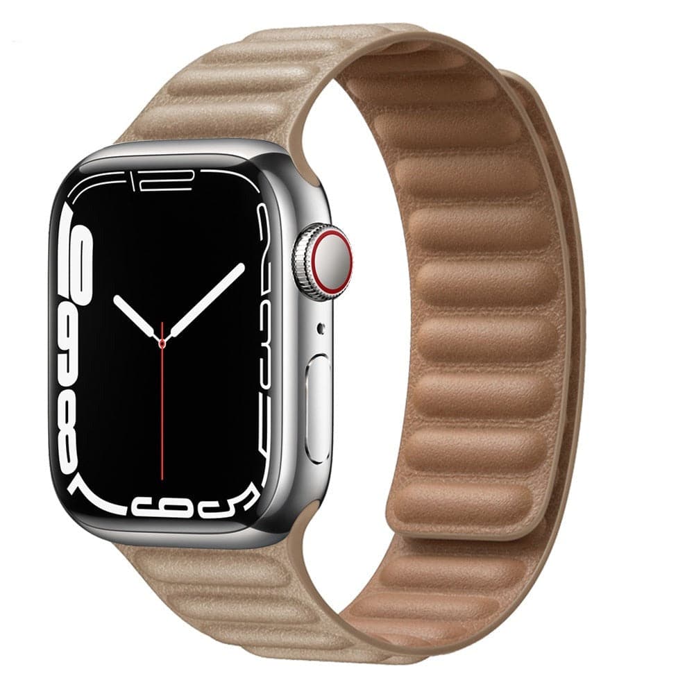 Bracelets Apple Watch Kaki 38 40 41 42 44 45 49 mm compatible serie 1 2 3 4 5 6 7 8 se et Ultra Boucle magnétique en cuir eWatch Straps