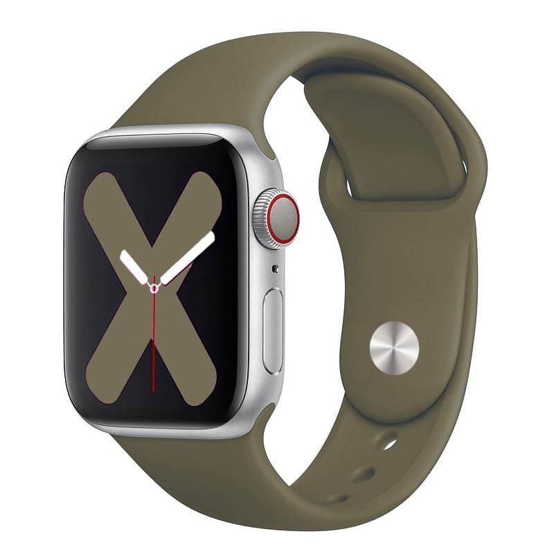 Bracelets Apple Watch Kaki 38 40 41 42 44 45 49 mm compatible serie 1 2 3 4 5 6 7 8 se et Ultra Bracelet en silicone classique foncé eWatch Straps