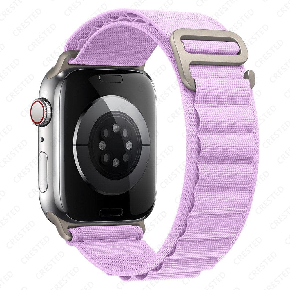 Bracelets Apple Watch Lavande 38 40 41 42 44 45 49 mm compatible serie 1 2 3 4 5 6 7 8 se et Ultra Boucle Alpine eWatch Straps