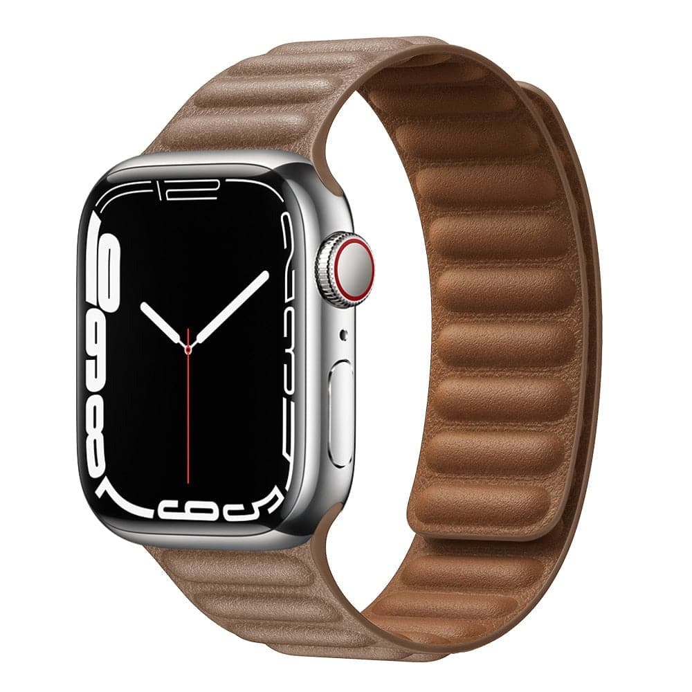 Bracelets Apple Watch Marron clair 38 40 41 42 44 45 49 mm compatible serie 1 2 3 4 5 6 7 8 se et Ultra Boucle magnétique en cuir eWatch Straps