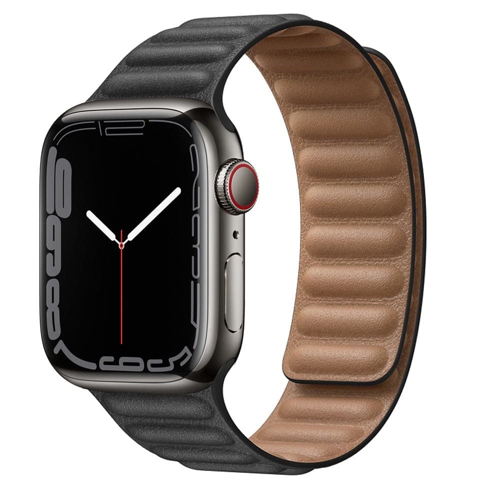 Bracelets Apple Watch Noir 38 40 41 42 44 45 49 mm compatible serie 1 2 3 4 5 6 7 8 se et Ultra Boucle magnétique en cuir eWatch Straps