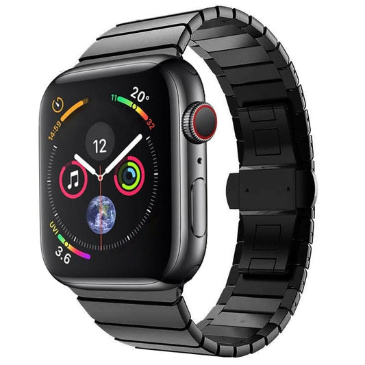 Bracelets Apple Watch Noir 38 40 41 42 44 45 49 mm compatible serie 1 2 3 4 5 6 7 8 se et Ultra Bracelet en acier à lamelles eWatch Straps