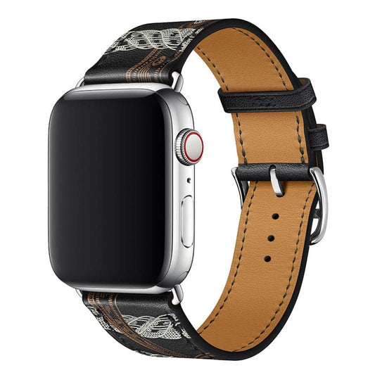 Bracelets Apple Watch Noir et blanc 38 40 41 42 44 45 49 mm compatible serie 1 2 3 4 5 6 7 8 se et Ultra Bracelet cuir classique motifs eWatch Straps