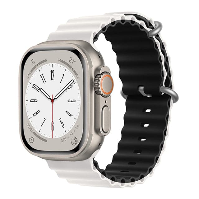 Bracelets Apple Watch Noir et blanc 38 40 41 42 44 45 49 mm compatible serie 1 2 3 4 5 6 7 8 se et Ultra Bracelet Océan bicolore eWatch Straps