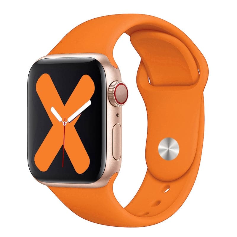 Bracelets Apple Watch Orange 38 40 41 42 44 45 49 mm compatible serie 1 2 3 4 5 6 7 8 se et Ultra Bracelet en silicone classique flashy eWatch Straps
