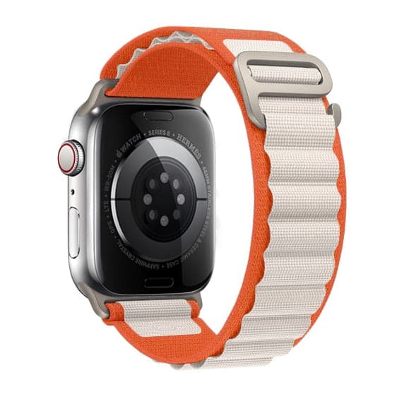 Bracelets Apple Watch Orange et lumière stellaire 38 40 41 42 44 45 49 mm compatible serie 1 2 3 4 5 6 7 8 se et Ultra Boucle Alpine eWatch Straps