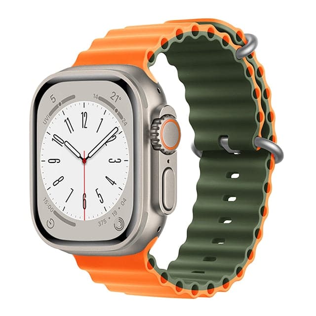Bracelets Apple Watch Orange et vert 38 40 41 42 44 45 49 mm compatible serie 1 2 3 4 5 6 7 8 se et Ultra Bracelet Océan bicolore eWatch Straps