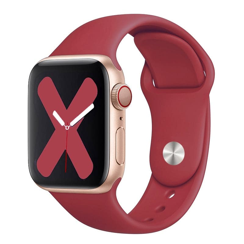 Bracelets Apple Watch Rose Rouge 38 40 41 42 44 45 49 mm compatible serie 1 2 3 4 5 6 7 8 se et Ultra Bracelet en silicone classique foncé eWatch Straps