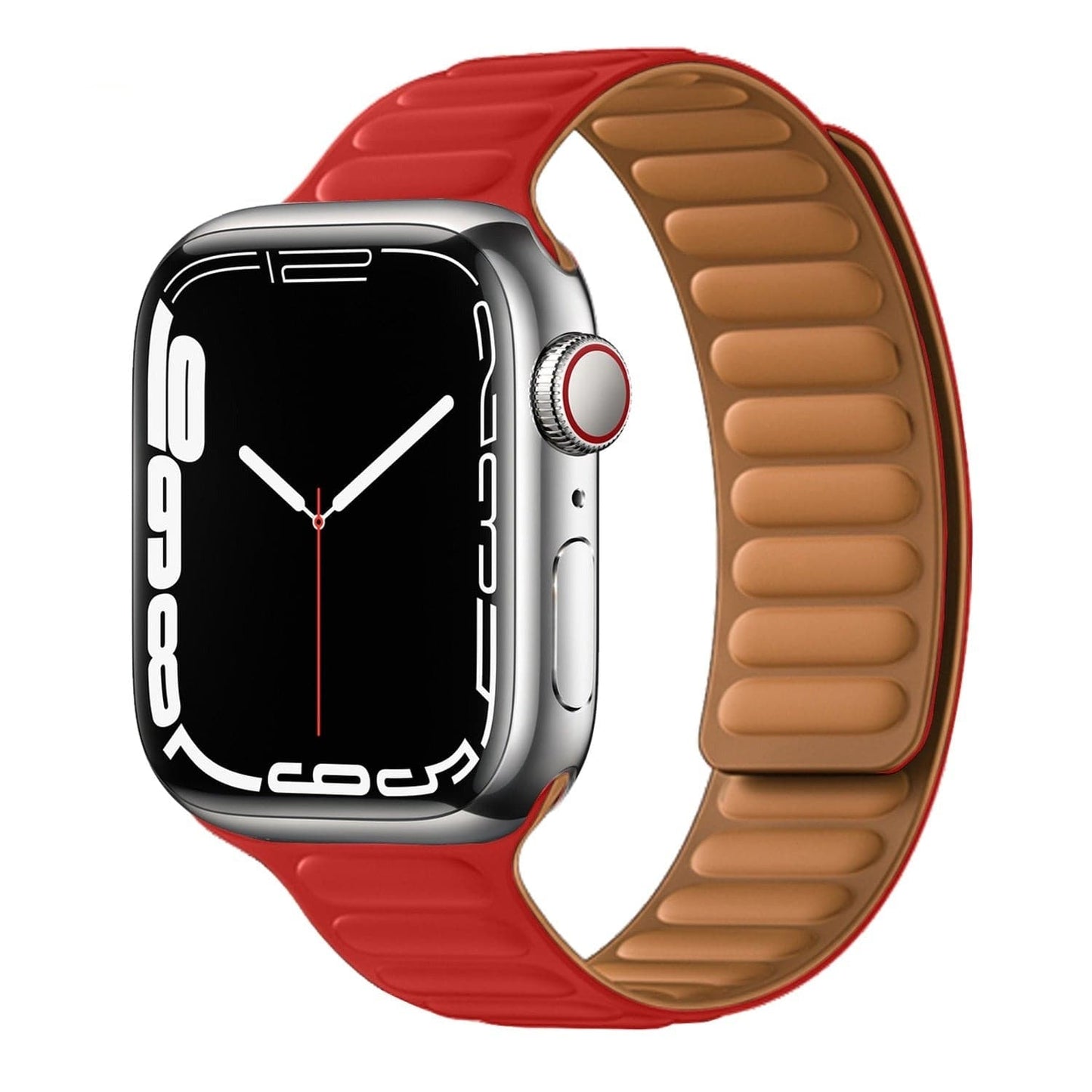 Bracelets Apple Watch Rouge 38 40 41 42 44 45 49 mm compatible serie 1 2 3 4 5 6 7 8 se et Ultra Boucle magnétique en silicone eWatch Straps