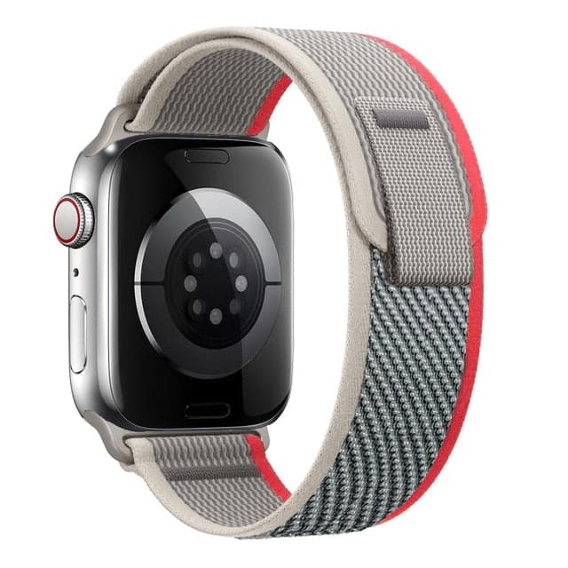 Bracelets Apple Watch Rouge et gris 38 40 41 42 44 45 49 mm compatible serie 1 2 3 4 5 6 7 8 se et Ultra Boucle Trail eWatch Straps
