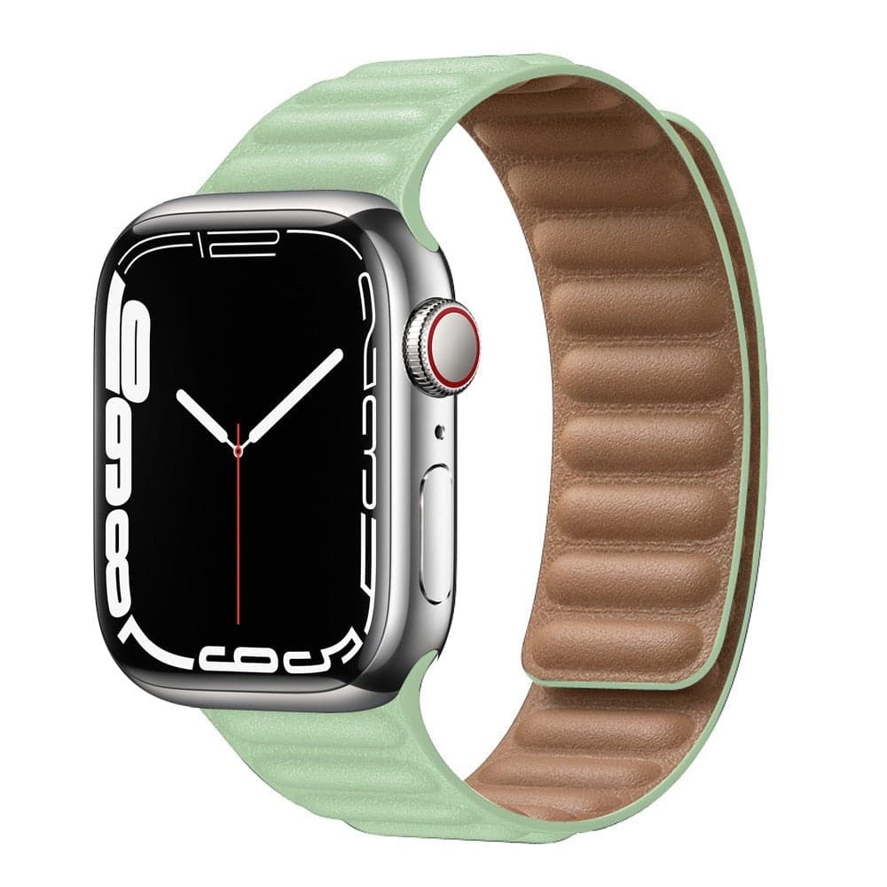 Bracelets Apple Watch Vert 38 40 41 42 44 45 49 mm compatible serie 1 2 3 4 5 6 7 8 se et Ultra Boucle magnétique en cuir eWatch Straps