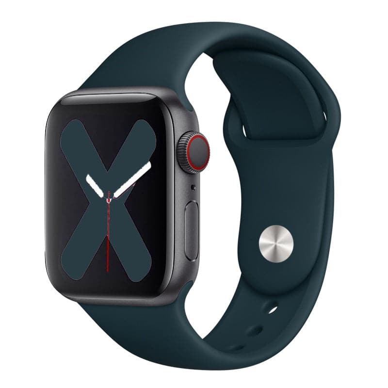 Bracelets Apple Watch Vert canard 38 40 41 42 44 45 49 mm compatible serie 1 2 3 4 5 6 7 8 se et Ultra Bracelet en silicone classique foncé eWatch Straps