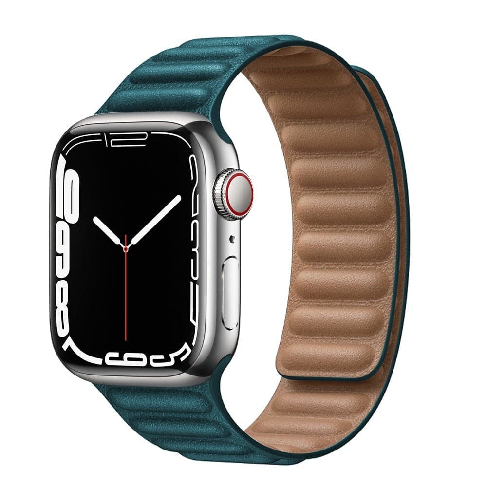 Bracelets Apple Watch Vert clair 38 40 41 42 44 45 49 mm compatible serie 1 2 3 4 5 6 7 8 se et Ultra Boucle magnétique en cuir eWatch Straps