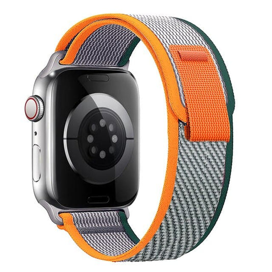 Bracelets Apple Watch Vert et orange 38 40 41 42 44 45 49 mm compatible serie 1 2 3 4 5 6 7 8 se et Ultra Boucle Trail bicolore eWatch Straps