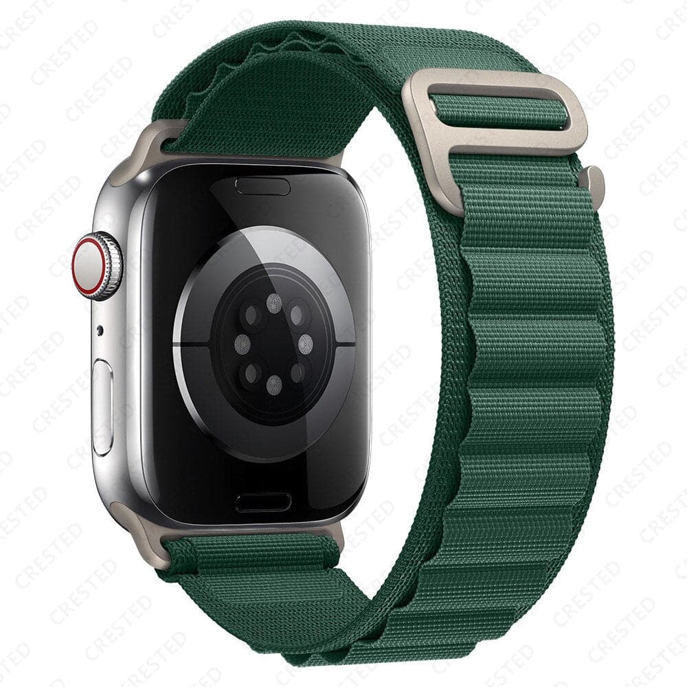 Bracelets Apple Watch Vert foncé 38 40 41 42 44 45 49 mm compatible serie 1 2 3 4 5 6 7 8 se et Ultra Boucle Alpine eWatch Straps
