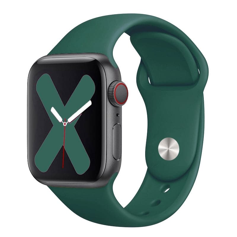 Bracelets Apple Watch Vert Pacifique 38 40 41 42 44 45 49 mm compatible serie 1 2 3 4 5 6 7 8 se et Ultra Bracelet en silicone classique foncé eWatch Straps