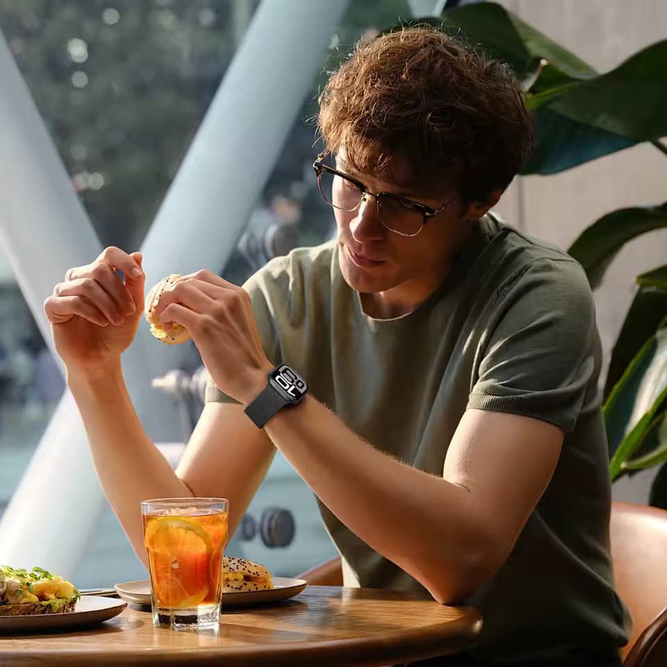 Bracelet Apple Watch nylon tressé anthracite pour Homme – élastique et confortable.