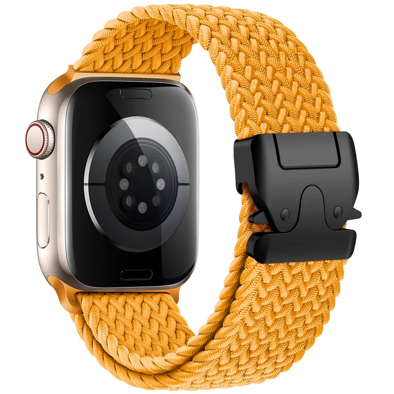 Bracelet Apple Watch sport en nylon élastique jaune 44 mm – résistant et respirant.
