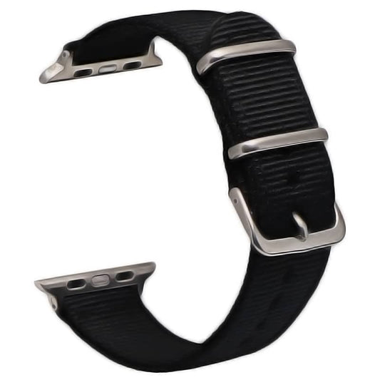 Bracelet Apple Watch 38 40 41 42 44 45 49 mm compatible serie 1 2 3 4 5 6 7 8 se et Apple Watch Ultra - Bracelet en nylon uni eWatch Straps noir et argent