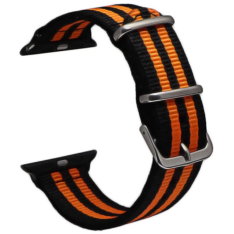 Bracelet Apple Watch en tissu 38 40 41 42 44 45 49 mm compatible serie 1 2 3 4 5 6 7 8 se et Apple Watch Ultra - Bracelet country edition eWatch Straps orange noir
