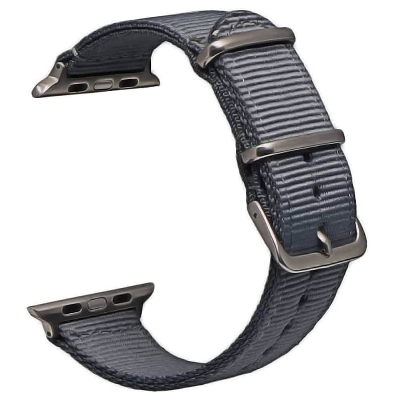 Bracelet Apple Watch 38 40 41 42 44 45 49 mm compatible serie 1 2 3 4 5 6 7 8 se et Apple Watch Ultra - Bracelet en nylon uni eWatch Straps gris et argent