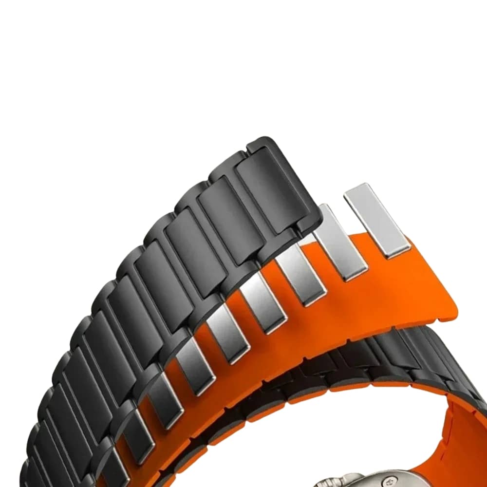 Détail des aimants du bracelet Apple Watch en silicone magnétique – système de fermeture sécurisé.