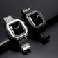 Deux bracelets de luxe pour Apple Watch - Kit de transformation et de protection en acier haut de gamme noir et argent