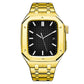 Bracelet de luxe pour Apple Watch - Kit de transformation et de protection en acier haut de gamme or jaune