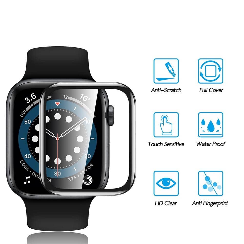 Verre trempé de protection ecran Apple Watch bord noir