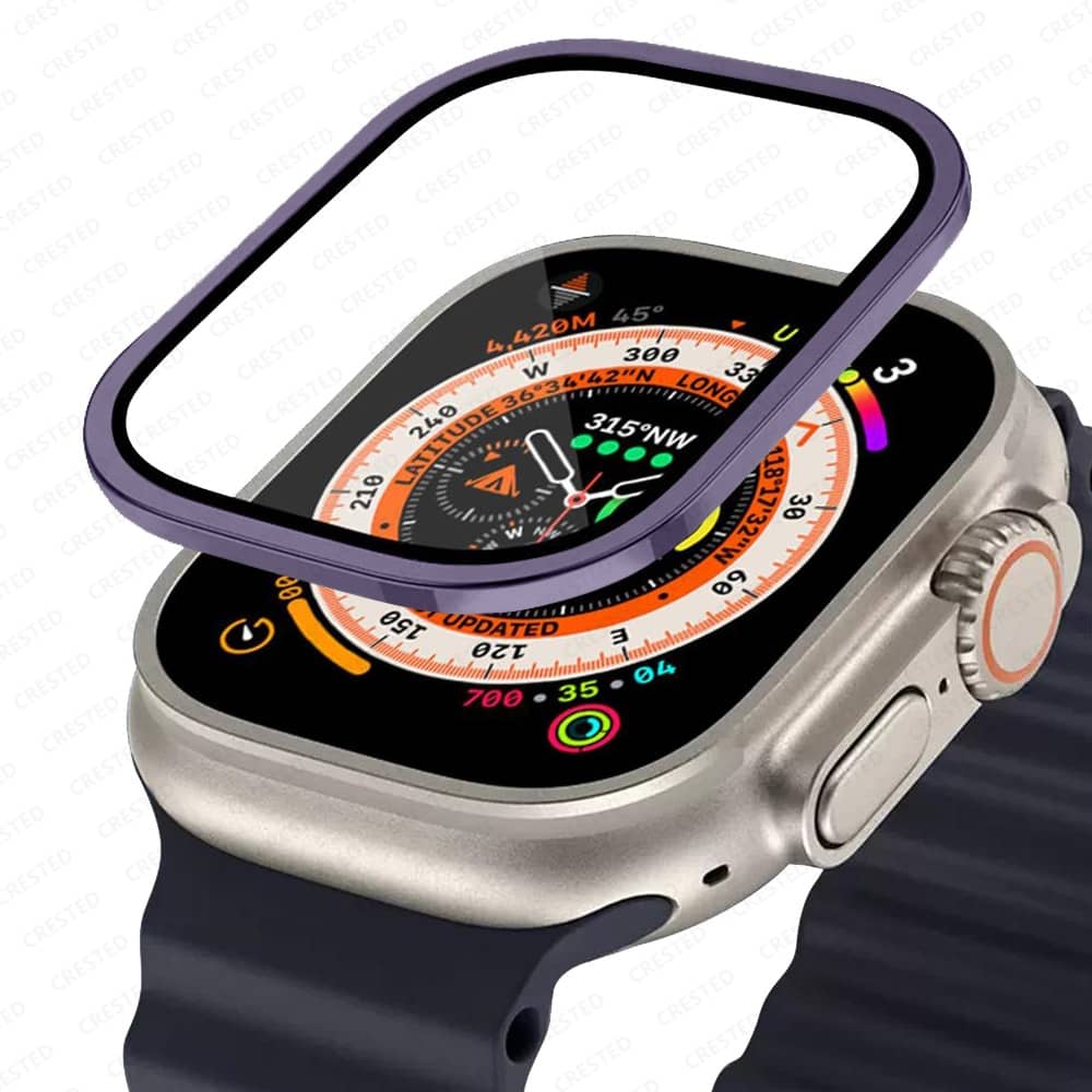 Acheter Verre + boîtier pour Apple Watch 44mm 45mm, mise à niveau  d'apparence pour iwatch Ultra 49mm, protecteur d'écran + couvercle PC, accessoires  Apple Watch